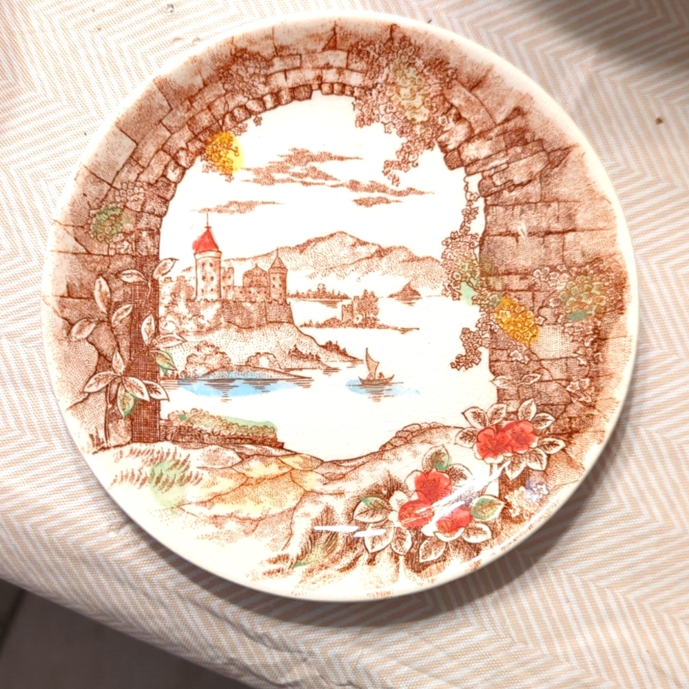 8 Vintage Decorative Plates, Castle Harbor, Ucagco Japan